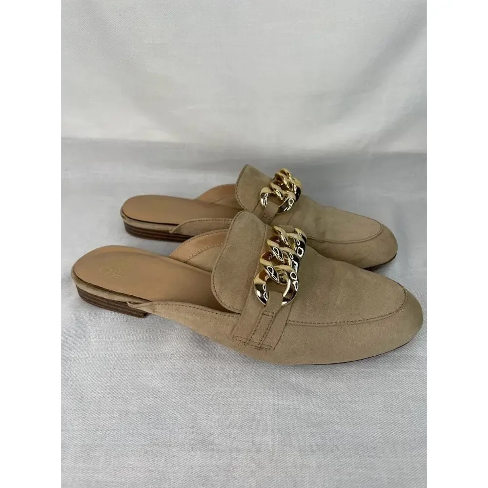 Faux Suede‎ Loafers Womens 10 Slip on Camel Tan Dress Shoes Penny Loafer Flats